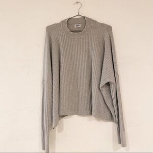 MTWTFSS Weekday Ribbed Crew Neck Long Sleeve Pullover Sweater in Gray Small